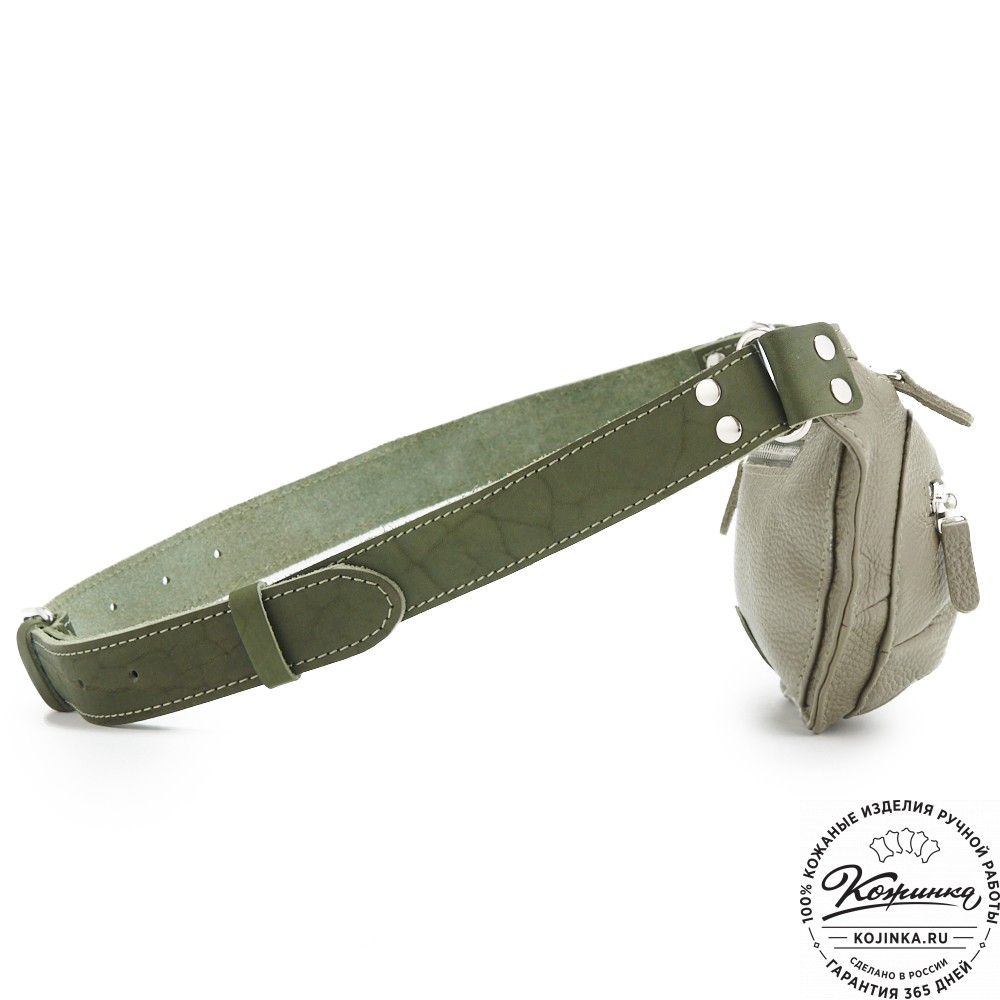 Кожаная сумка на пояс "Рики" (олива)